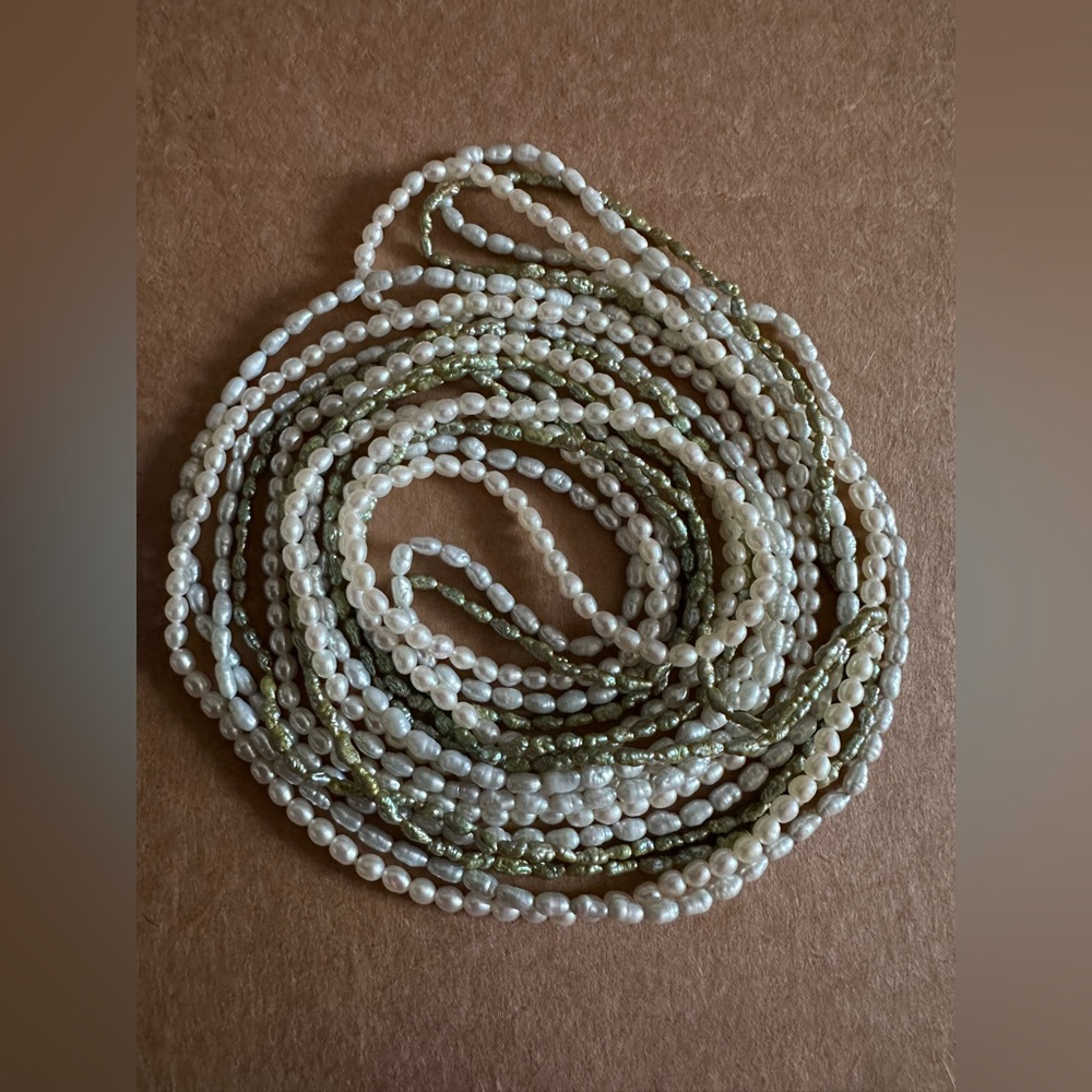 Three Stranded Fresh Water Rice Pearls - Picture 4 of 15